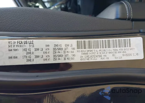 2016 Dodge Durango Sxt z USA, uszkodzony, nr VIN 1C4RDJAG7GC407948